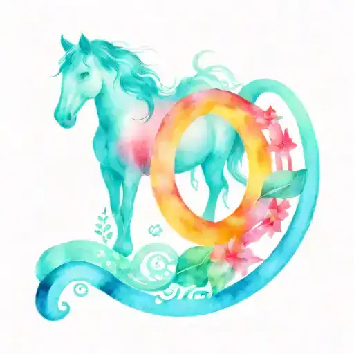 Horse Shoe And Taurus Zodiac Symbol