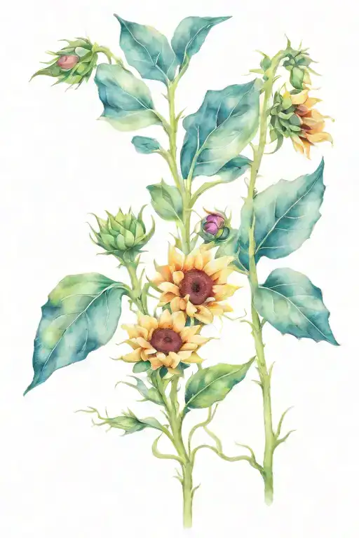 Sunflower And Succulent Plants Growing