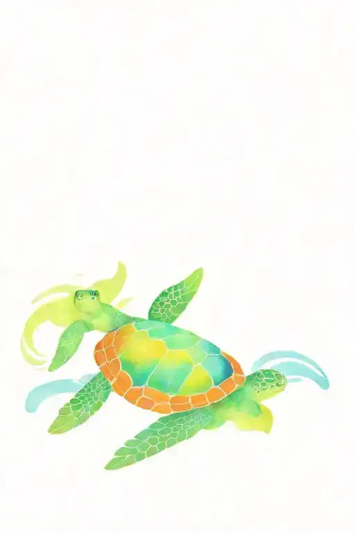 Sea Turtles Swimming In The Ocean Scene