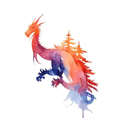 Dragon And Rock Stone Pine Tree