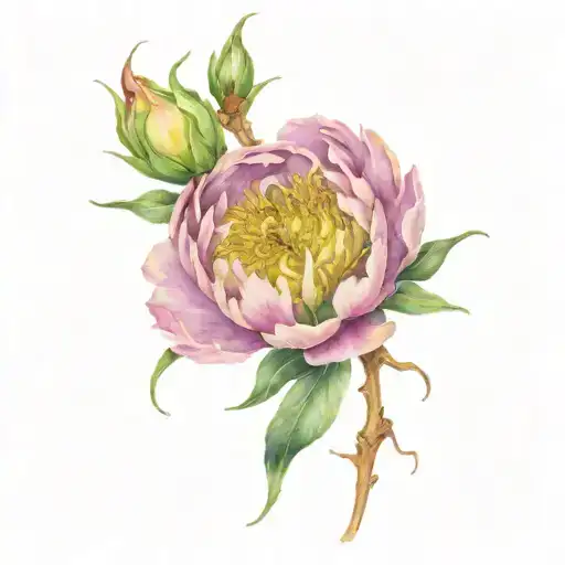 Yellow Peony And Crown Of Thorns