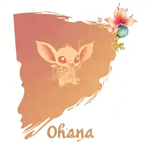 Stitch Ohana Line Art Tattoo Design