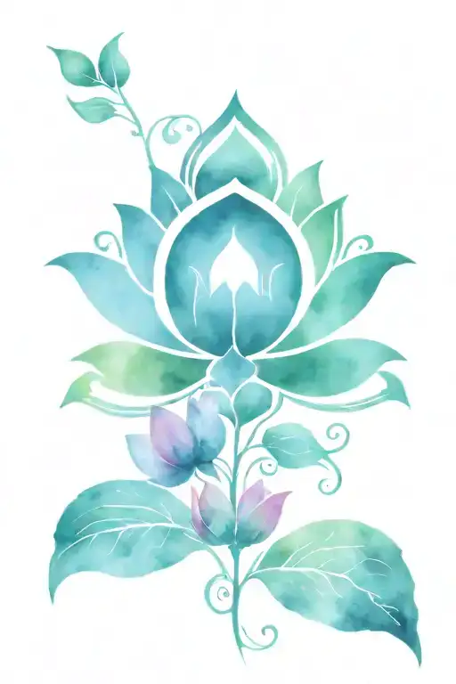 Unalome Symbol With Lotus