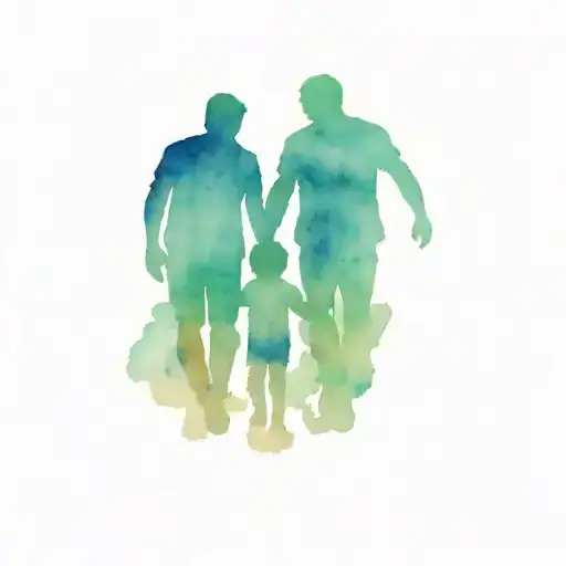 Dad Two Son Holding Hands