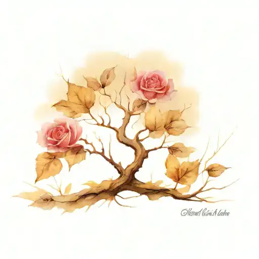 Dry Tree With Few Leaves And A Rose