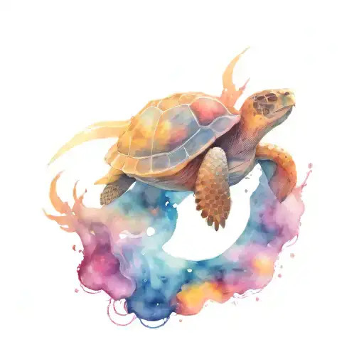 Space And Turtle Swimming