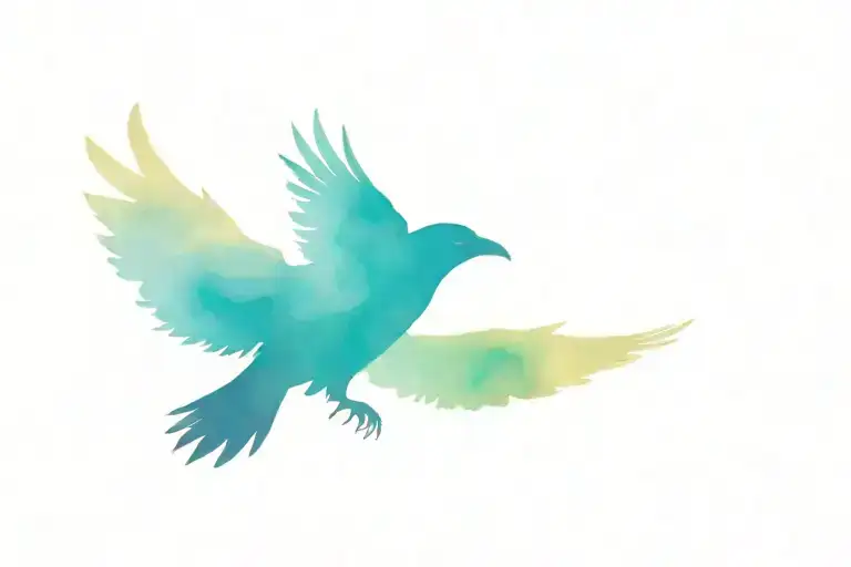 Watercolour Raven Flying