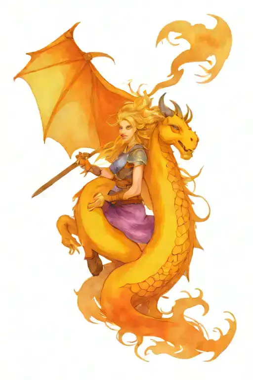 Viking Shield Maiden With Braids Riding Into Battle On A Fierce Dragon