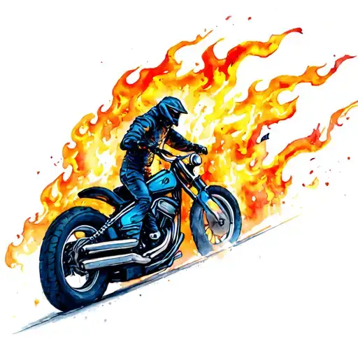 Ghost Rider Riding Leaving Fire Tire Marks All Across