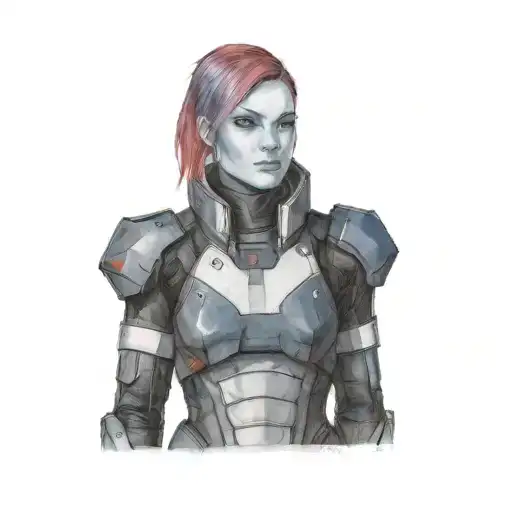 A Female Commander Shepherd In N7 Armour From Mass Effect With Red Hair