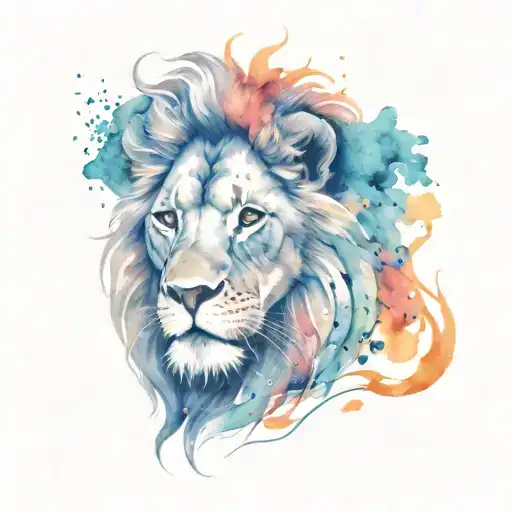 Lion Whit Horns And Fire