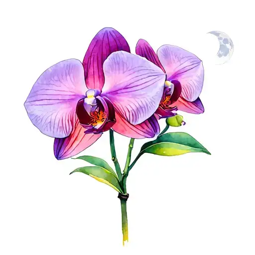 Cattaleya Orchid Flower Wrapped Together By The Moon