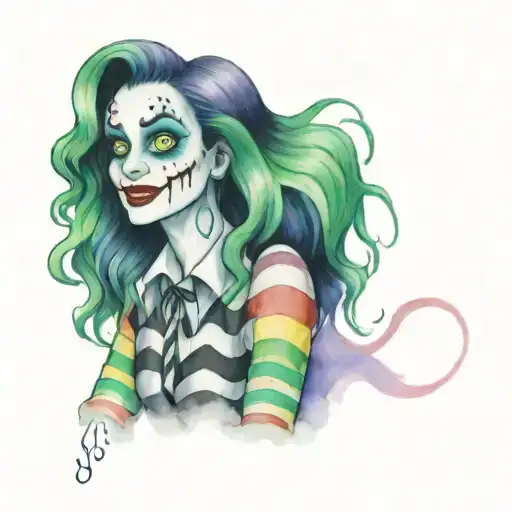 Lydia From Beetlejuice Cartoon Crossing Over A Rainbow