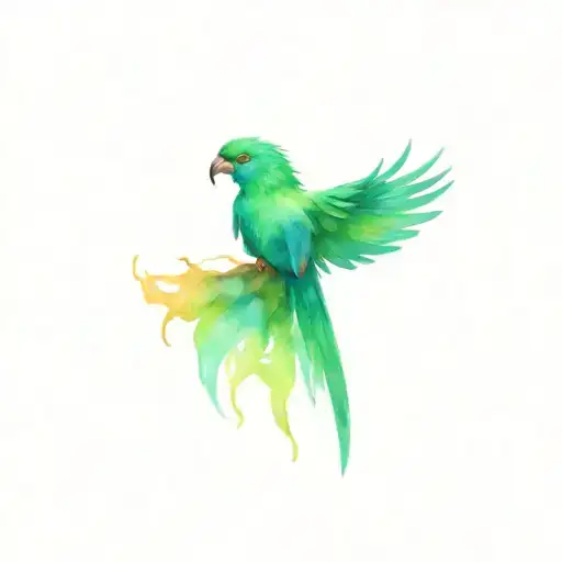 Quetzal Bird Rising From Ashes