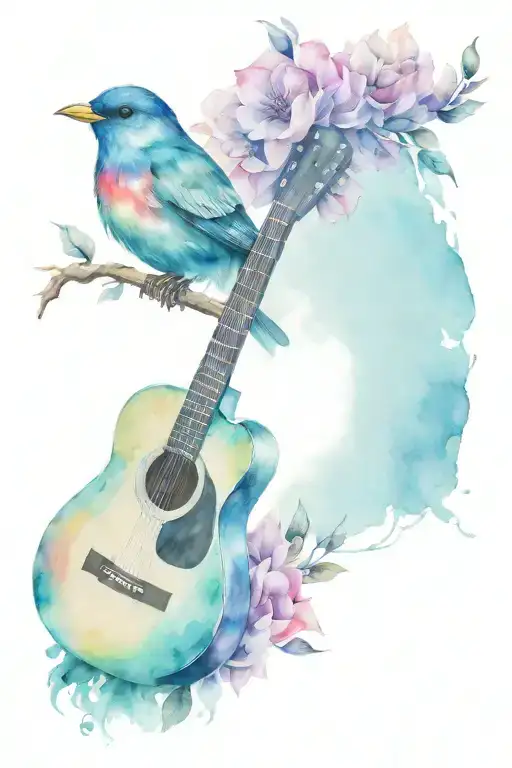 Guitar And Bird Perched
