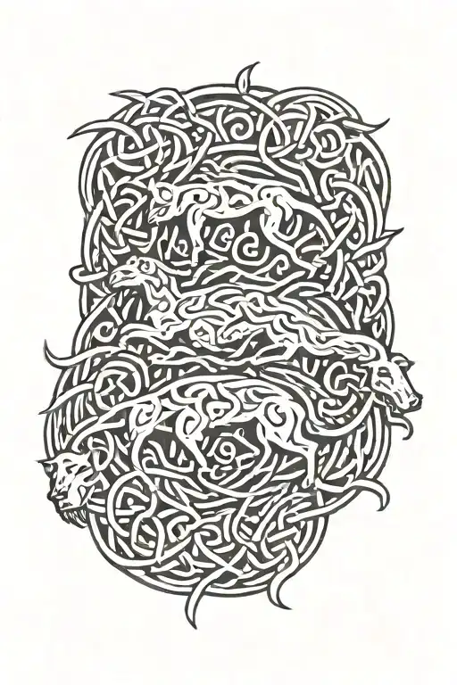 Celtic Hounds Symbol Intertwined