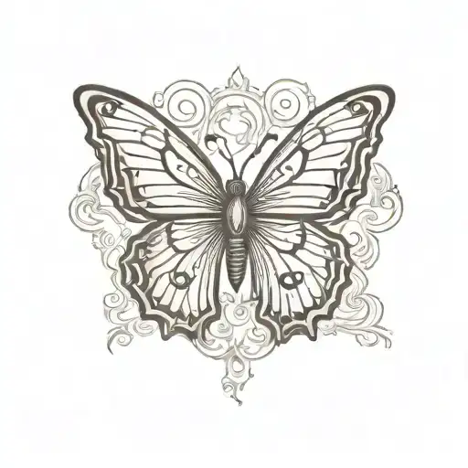 Butterfly With Tattoo Wings On Fire And Evil