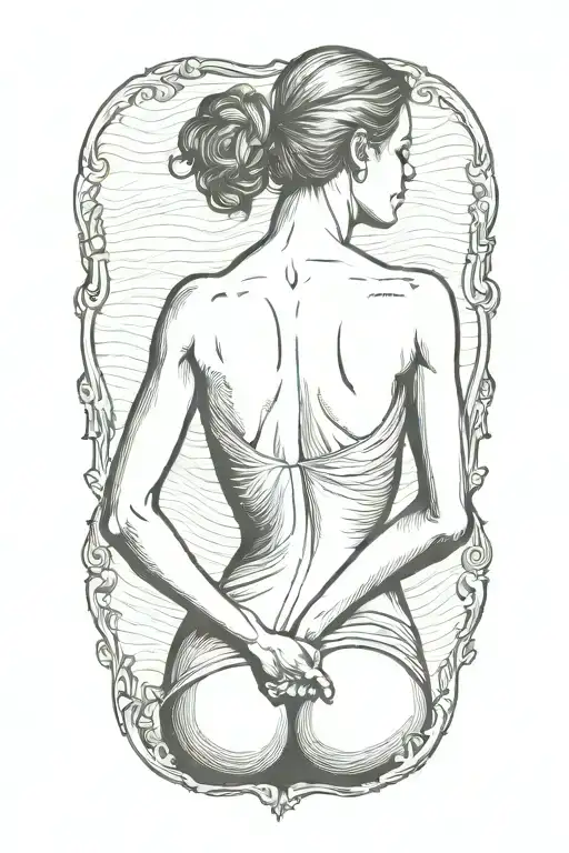 Faceless Slim Woman Silhouette Sensual Flexing