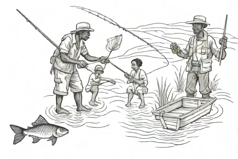 Black Man Black Son Fishing