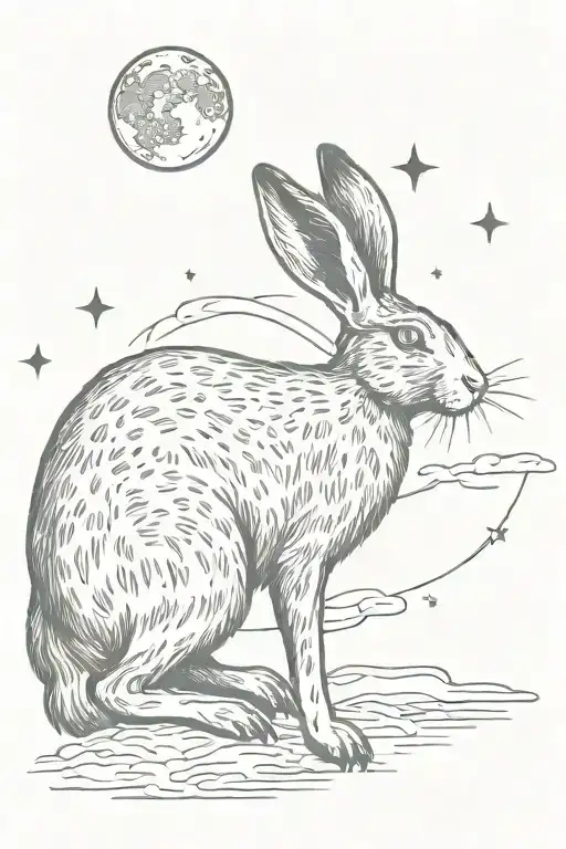 Star Gazer Hare Looking At The Moon