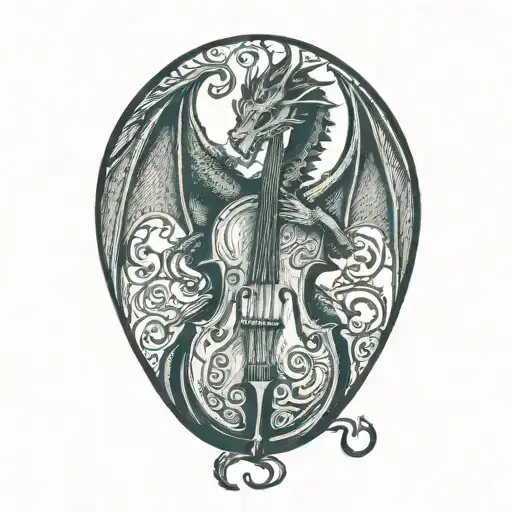Dragon Curled Around An Upright Bass