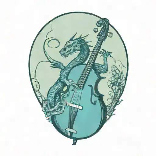 Dragon Curled Around An Upright Bass