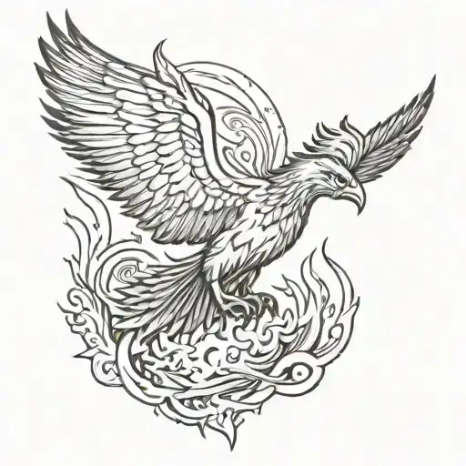 Phoenix Rising From Flames
