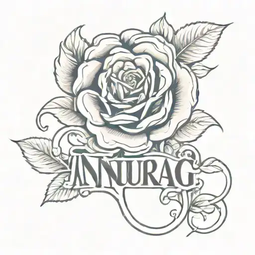 Anurag Name Written With Rose Intertwined
