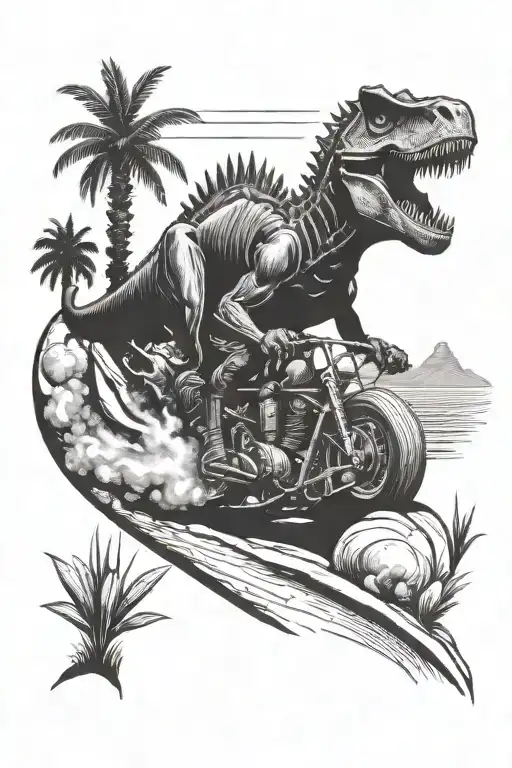 Sprint Car Dino Riding A Motorcycle