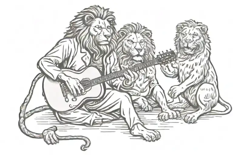 Doctor And Lion Playing A Guitar