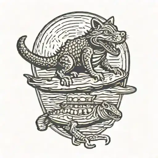 Cat Riding Alligator