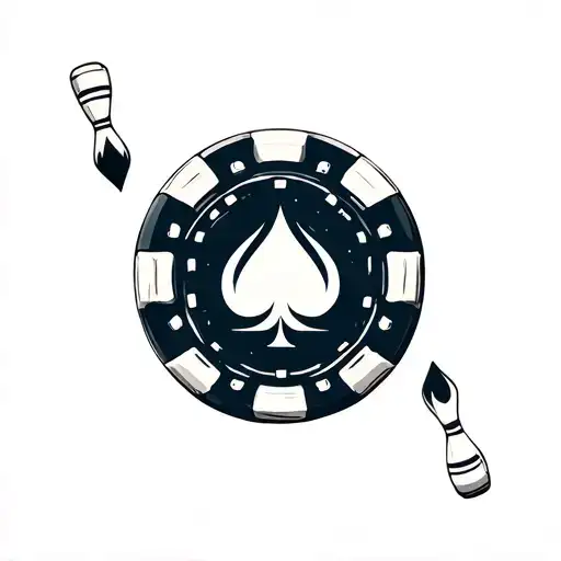 Poker Chip With Bowling Pins In The Background