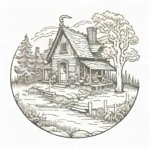 Witch's Cottage In Forest Scene