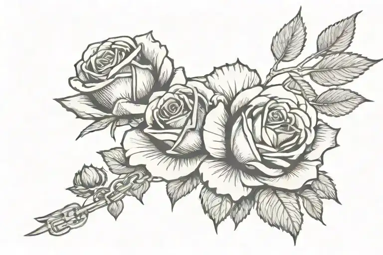 Black Rose Tied With Chains In Hand