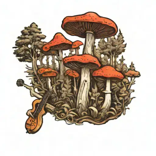 Guitar Mushroom Forest Scene