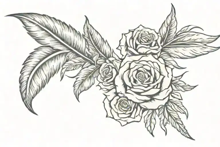 Rose And Feather Quill Scrawling