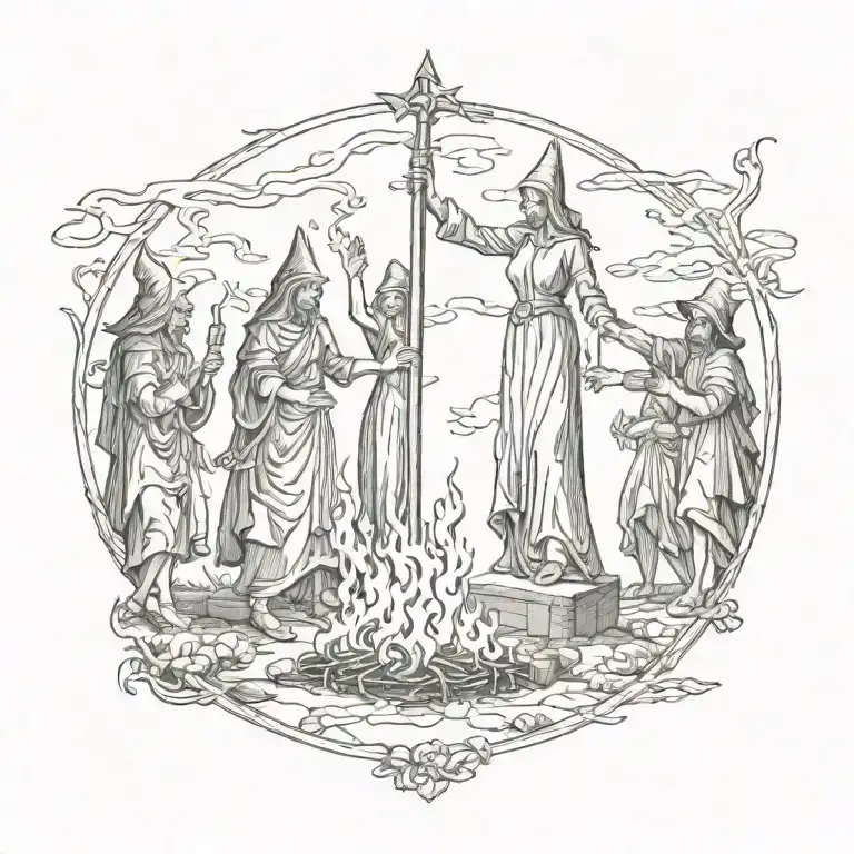 Witches Burning At The Stake In Medieval Europe